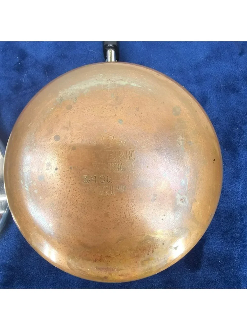 Vintage Revere Ware Copper Bottom Saucepan With Lid 3/4 Qt Stainless Steel Black